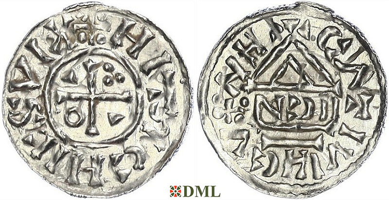 Денарий, Германия, Бавария, Heinrich II (1002-1024), м.д. Nabburg, монетарий IICN, Hahn 1976, 74a2
