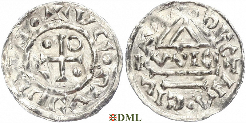 Денарий, Германия, Бавария, Heinrich IV (995-1002), м.д. Regensburg, монетарий WICI, Hahn 1976, 25e1