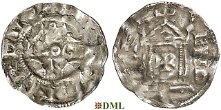 Денарий, Германия, Верхняя Лотарингия, Pilgrim (1027-1036) и Konrad II (1027-1039), м.д. Andernach, Dbg. 451