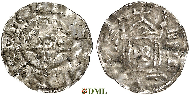 Денарий, Германия, Верхняя Лотарингия, Pilgrim (1027-1036) и Konrad II (1027-1039), м.д. Andernach, Dbg. 451