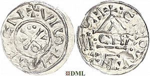 Обол, Германия, Бавария, Heinrich II (1002-1024), м.д. Regensburg, монетарий CNA, Hahn 1976, 27