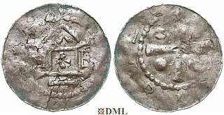 Денарий, Германия, Саксония, EB. Aribo (1021-1031), м.д. Erfurt, Dbg. 877