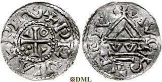 Денарий, Германия, Швабия, Bruno (1006-1029), м.д. Augsburg, монетарий WI, Hahn 1976, 142a2