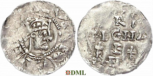 Денарий, Германия, Швабия, Heinrich II (1002-1024), м.д. Strassburg, Dbg. 918