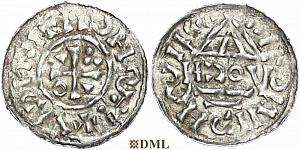 Денарий, Германия, Бавария, Heinrich II (1002-1024), м.д. Regensburg, монетарий HƆOV, Hahn 1976, 27i1