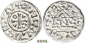 Денарий, Германия, Бавария, Heinrich II (1002-1024), м.д. Regensburg, монетарий ENCO, Hahn 1976, 27d8