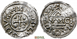 Денарий, Германия, Бавария, Heinrich IV (995-1002), м.д. Regensburg, монетарий WICL, Hahn 1976, 25e2.4