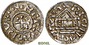 Денарий, Германия, Бавария, Heinrich II (985–995), м.д. Regensburg, монетарий ELLN, Hahn 1976, 22c2.