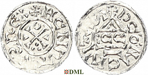 Денарий, Германия, Бавария, Heinrich II (1002-1024), м.д. Regensburg, монетарий ECCO, Hahn 1976, 27c1