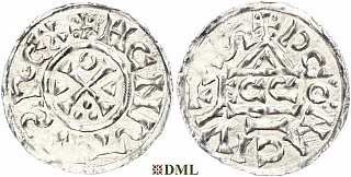 Денарий, Германия, Бавария, Heinrich II (1002-1024), м.д. Regensburg, монетарий ECCO, Hahn 1976, 27c1