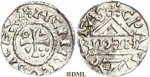 Денарий, Германия, Бавария, Heinrich II (1002-1024), м.д. Cham, монетарий HECIL, Hahn 1976, 80a1