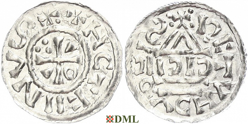 Денарий, Германия, Бавария, Heinrich II (1002-1024), м.д. Regensburg, монетарий CICII, Hahn 1976, 27b1