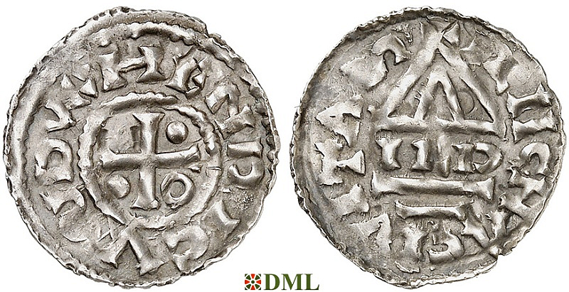 Денарий, Германия, Бавария, Heinrich II (985–995), м.д. Regensburg, монетарий IL•D, Hahn 1976, 22e1