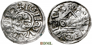 Денарий, Германия, Бавария, Heinrich II (1002-1024), м.д. Regensburg, монетарий ENCI, Hahn 1976, 27d5