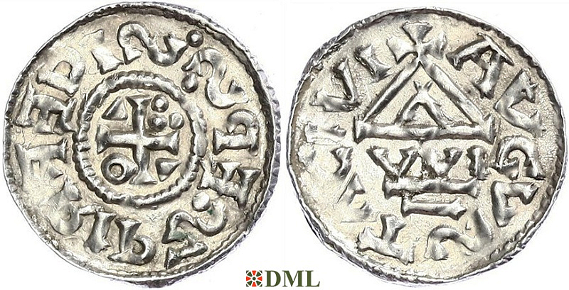 Денарий, Германия, Швабия, Siegfried I (1000-1006), м.д. Augsburg, монетарий WI, Hahn 1976, 141a1
