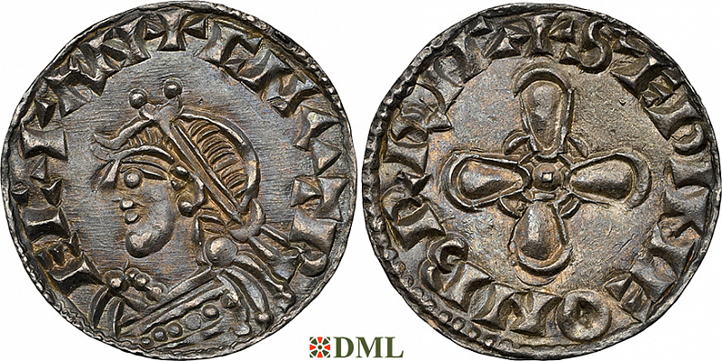 Денарий, Англия, Harthaknut (1035-1042), м.д. Bristol, монетарий Sæwine, North 797