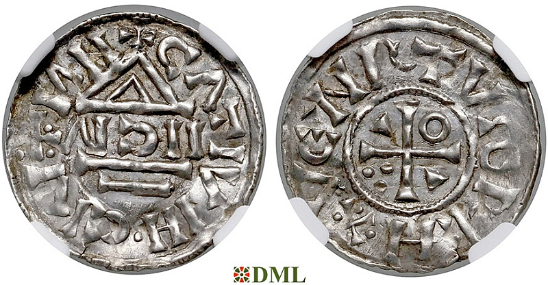 Денарий, Германия, Бавария, Heinrich II (1002-1024), м.д. Nabburg, монетарий IICIV, Hahn 1976, 74a1