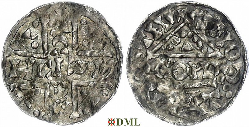 Денарий, Германия, Бавария, Heinrich V (1004-1026), м.д. Regensburg, монетарий CONR, Hahn 1976, 31c2