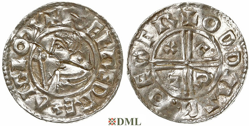 Денарий, Англия, Æthelred II (978-1016), м.д. York, монетарий Oda, North 770