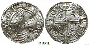 Денарий, Англия, Cnut (1016-1035), м.д. Torksey, монетарий Thorcetel, North 787
