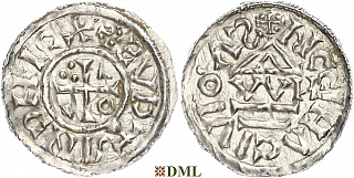 Денарий, Германия, Бавария, Heinrich II (1002-1024), м.д. Regensburg, монетарий OWИ, Hahn 1976, 27j1