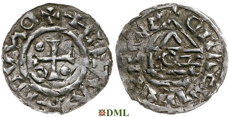 Денарий, Германия, Бавария, Heinrich II (985-995), м.д. Cham, монетарий ROZ, Hahn 1976, 78a2.1