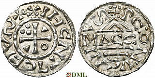 Денарий, Германия, Бавария, Heinrich II (1002-1024), м.д. Regensburg, монетарий MΛCCO, Hahn 1976, 27f1