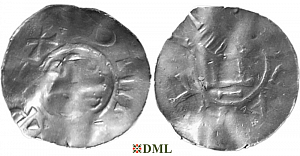 Денарий, Германия, Саксония, Otto III (983-1002), м.д. Goslar, type OAP