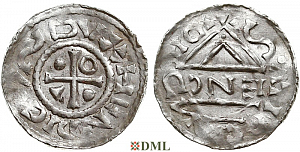 Денарий, Германия, Бавария, Heinrich IV (995-1002), м.д. Regensburg, монетарий ENC, Hahn 1976, 25c4.2