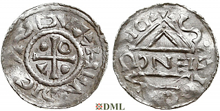 Денарий, Германия, Бавария, Heinrich IV (995-1002), м.д. Regensburg, монетарий ENC, Hahn 1976, 25c4.2