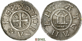 Денарий, Германия, Саксония, Otto III (983-1002), м.д. Goslar, type OAP