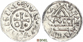 Денарий, Германия, Бавария, Heinrich IV (995-1002), м.д. Regensburg, монетарий WICI, Hahn 1976, 25e1
