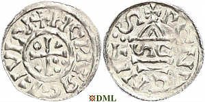 Денарий, Германия, Бавария, Heinrich II (1002-1024), м.д. Regensburg, монетарий SC, Hahn 1976, 27h4