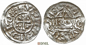 Денарий, Германия, Бавария, Kg. Heinrich II (1002-1014), м.д. Regensburg, монетарий VOCH, Hahn 1976, 27i1