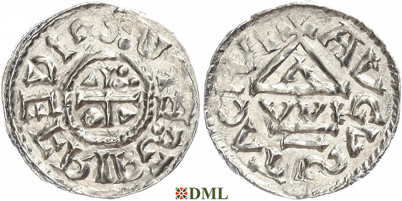 Денарий, Германия, Швабия, Siegfried I (1000-1006), м.д. Augsburg, монетарий WI, Hahn 1976, 141a1