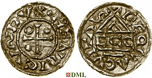 Денарий, Германия, Бавария, Heinrich II (985-995), м.д. Regensburg, монетарий ECCO, Hahn 1976, 22b2.2