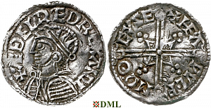 Денарий, Англия, Æthelred II (978-1016), м.д. Chichester, монетарий Heawulf, North 775