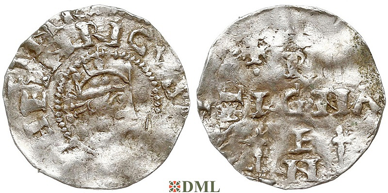 Денарий, Германия, Швабия, Heinrich II (1002-1024), м.д. Strassburg, Dbg. 918