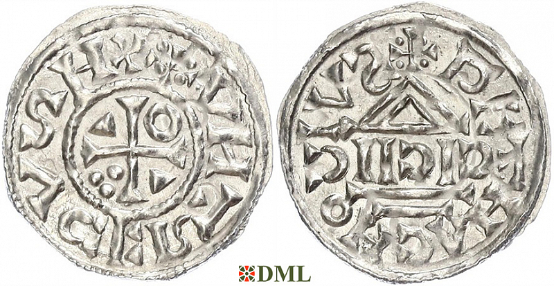 Денарий, Германия, Бавария, Heinrich II (1002-1024), м.д. Regensburg, монетарий CICII, Hahn 1976, 27b1