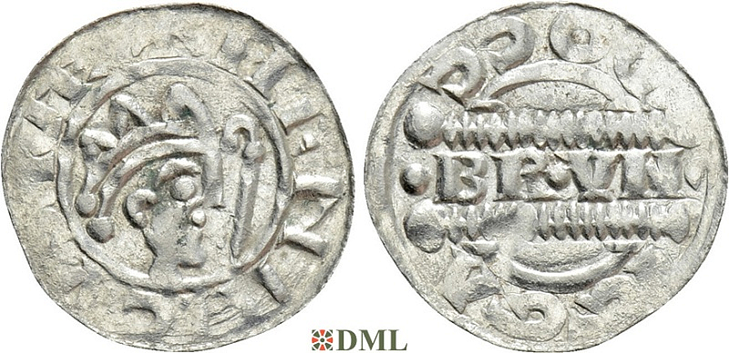 Денарий, Германия, Нижняя Лотарингия, Bruno III (1050-1057), м.д. Dokkum, Ilisch 2000, 21.22