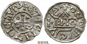 Денарий, Германия, Бавария, Heinrich II (1002-1024), м.д. Regensburg, монетарий ENCO, Hahn 1976, 27d8.2