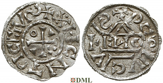 Денарий, Германия, Бавария, Heinrich II (1002-1024), м.д. Regensburg, монетарий ENCO, Hahn 1976, 27d8.2