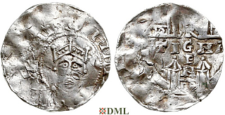 Денарий, Германия, Швабия, Heinrich II (1002-1024), м.д. Strassburg, Dbg. 922