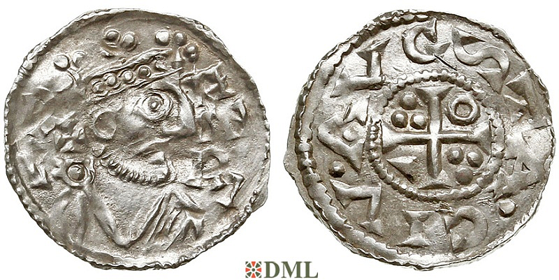 Денарий, Германия, Швабия, Heinrich II (1002-1024), м.д. Augsburg, Hahn 1976, 145.22