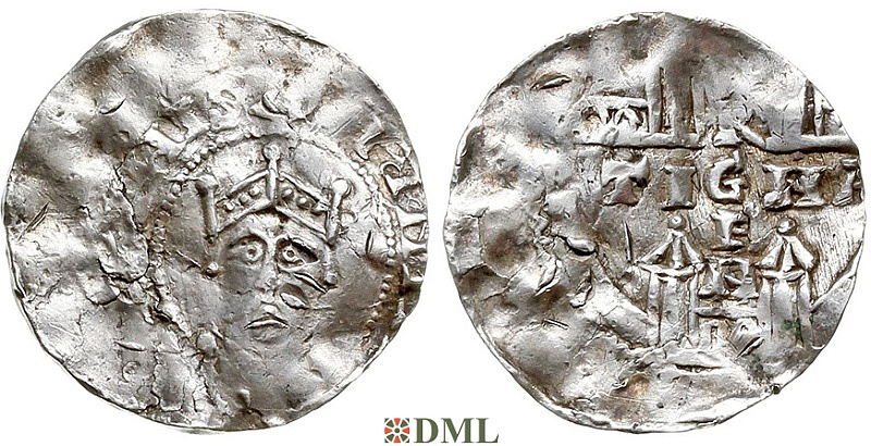 Денарий, Германия, Швабия, Heinrich II (1002-1024), м.д. Strassburg, Dbg. 922