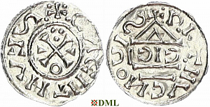 Денарий, Германия, Бавария, Heinrich II (1002-1024), м.д. Regensburg, монетарий ICIC, Hahn 1976, 27b2