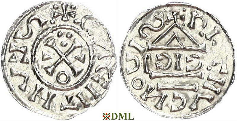 Денарий, Германия, Бавария, Heinrich II (1002-1024), м.д. Regensburg, монетарий ICIC, Hahn 1976, 27b2