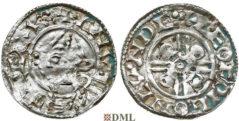 Денарий, Англия, Cnut  (1016-1035), м.д. London, монетарий Leofwige, North 787