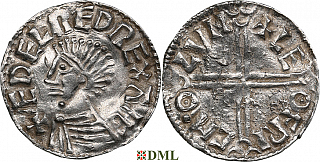 Денарий, Англия, Æthelred II (978-1016), м.д. London, монетарий Leofric, North 774
