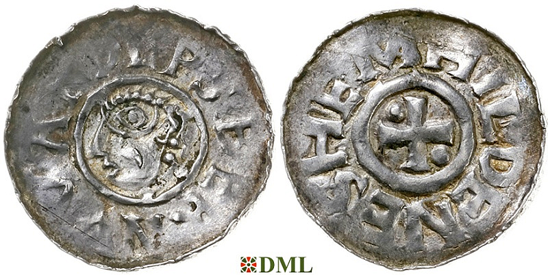 Денарий, Германия, Саксония, Bernward (993-1022), м.д. Hildesheim, Dbg. 710